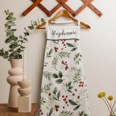 Tablier Personalized Christmas Greenery & Red Berries