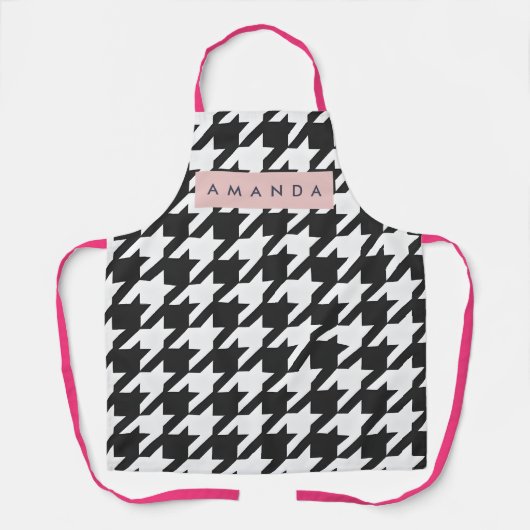 Tablier Personalized Classic Black and White Houndstooth (Recto)
