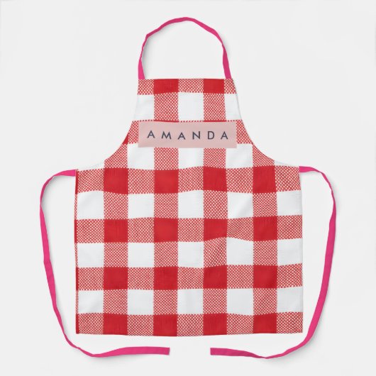 Tablier Personalized Classic Red Gingham Plaid (Recto)
