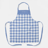 Tablier Personalized Cornflower Blue Gingham Check Pattern (Recto)