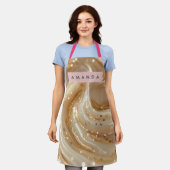 Tablier Personalized Creamy Caramel Gold Swirl Elegant (Porté)