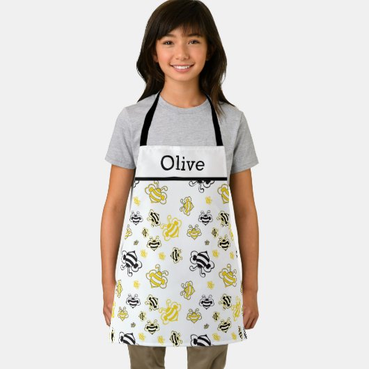 Tablier Personalized Cute Bees Pattern Apron – Honey Bee (Insitu)