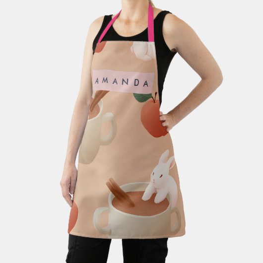 Tablier Personalized Cute Bunny with Apple Cider Pattern (Insitu)