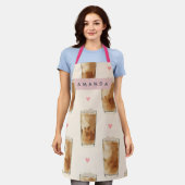 Tablier Personalized Cute Iced Coffee with Hearts Pattern (Porté)