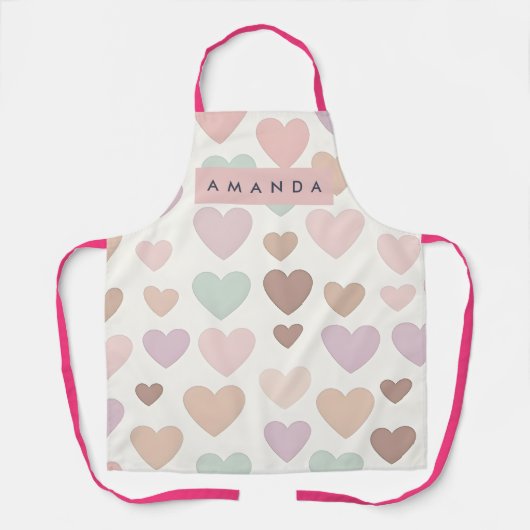 Tablier Personalized Cute Minimal Heart Pastel (Recto)