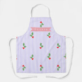 Tablier Personalized Cute Striped Holiday Christmas Holly  (Recto)