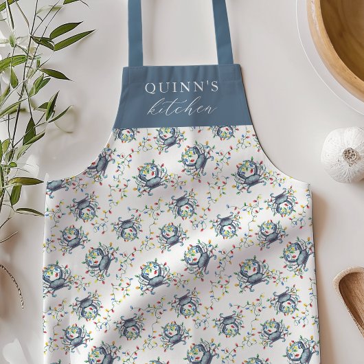 Tablier Personalized Deck the Claws Coastal Crab Christmas