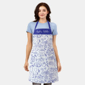 Tablier Personalized Dolce Vita Food Pattern Blue (Porté)