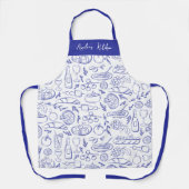 Tablier Personalized Dolce Vita Food Pattern Blue (Recto)