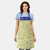 Tablier Personalized Dolce Vita Food Pattern Blue Yellow (Porté)