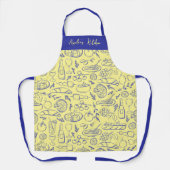 Tablier Personalized Dolce Vita Food Pattern Blue Yellow (Recto)