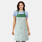 Tablier Personalized Dolce Vita Food Pattern Green (Porté)