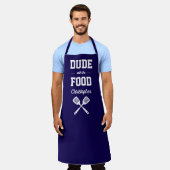 Tablier Personalized Dude with the Food Navy Blue Grilling (Porté)