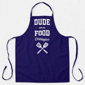 Tablier Personalized Dude with the Food Navy Blue Grilling (Recto)