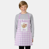 Tablier Personalized Easter Bunny Teapot Gingham Name (Porté)