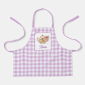 Tablier Personalized Easter Bunny Teapot Gingham Name (Recto)