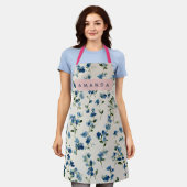 Tablier Personalized Elegant Blue Wildflower Design  (Porté)