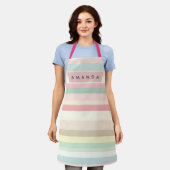 Tablier Personalized Elegant Pastel Macaron Stripe (Porté)