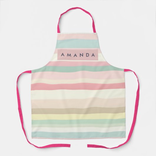 Tablier Personalized Elegant Pastel Macaron Stripe (Recto)