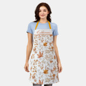 Tablier Personalized Fall Autumn Leaves Apron Custom Name (Porté)