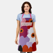 Tablier Personalized Funky Red and Pink Flower Design (Porté)