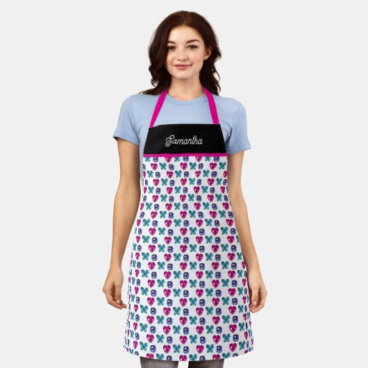 Tablier Personalized Gemstone Heart Butterfly Pattern Apro (Porté)