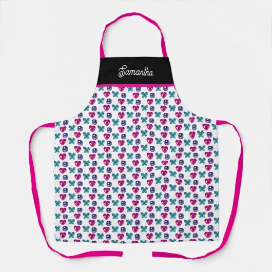 Tablier Personalized Gemstone Heart Butterfly Pattern Apro (Recto)