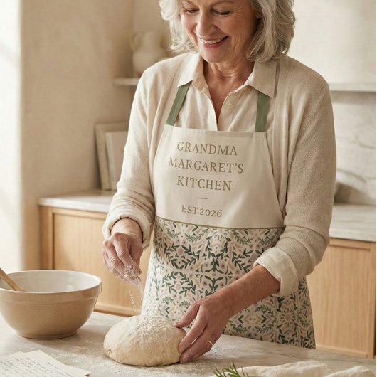 Tablier Personalized Grandma Kitchen Gift Botanical Green