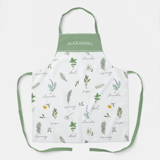Tablier Personalized Green Botanical (Recto)
