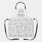 Tablier Personalized Hand Drawn Kitchen Cooking Utensils (Recto)