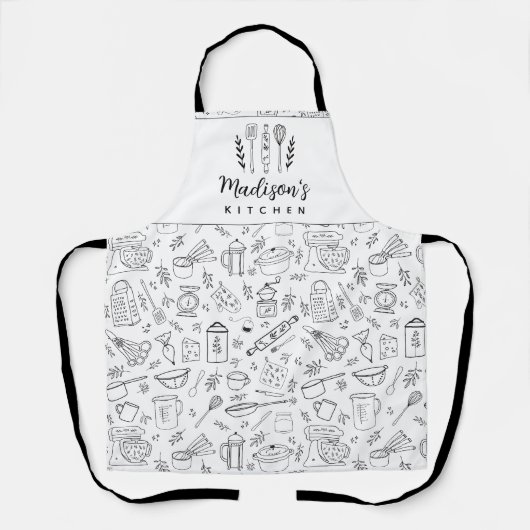 Tablier Personalized Hand Drawn Kitchen Cooking Utensils (Recto)