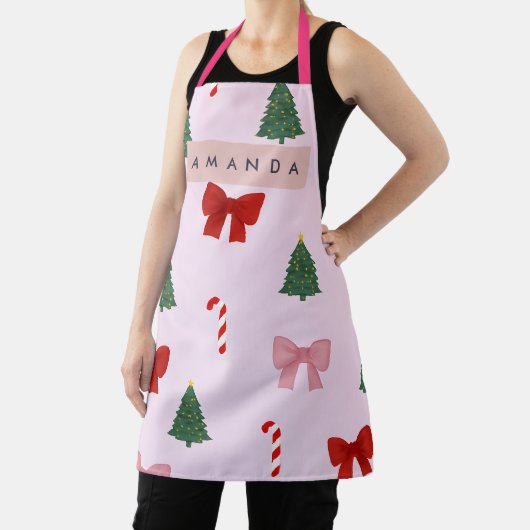 Tablier Personalized Holiday Tree & Candy Cane Pattern (Insitu)