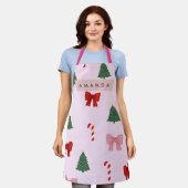 Tablier Personalized Holiday Tree & Candy Cane Pattern (Porté)