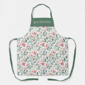 Tablier Personalized Holly Berries Greenery Pattern (Recto)