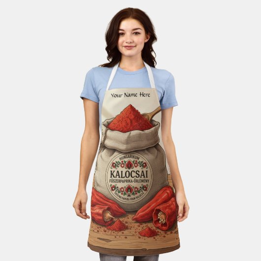 Tablier Personalized Hungarian Kalocsai Paprika Apron (Porté)