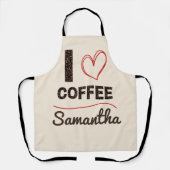 Tablier Personalized I Love Coffee Bean Barista Apron Gift (Recto)