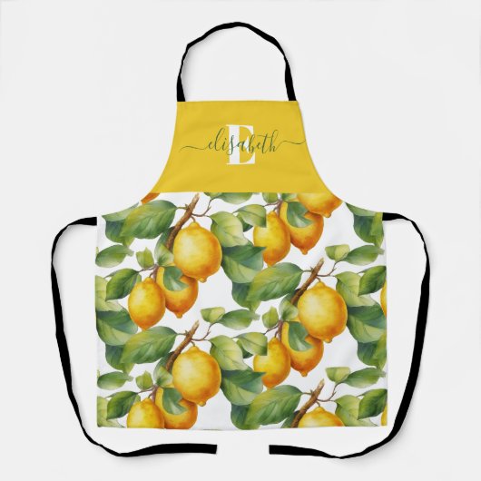 Tablier Personalized Italian Yellow Lemons Cooking  (Recto)