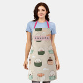 Tablier Personalized Kawaii Sushi Japanese Food Pattern (Porté)
