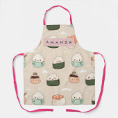 Tablier Personalized Kawaii Sushi Japanese Food Pattern (Recto)