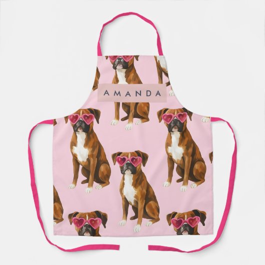 Tablier Personalized Kawaii Trendy Boxer Dog  (Recto)