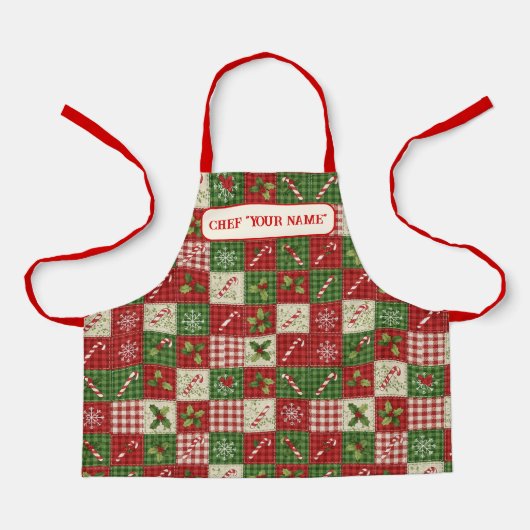 Tablier Personalized Kid's Christmas Quilt Patchwork Chef (Recto)