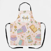 Tablier Personalized Magic Books Girl Cute Kitchen Pink (Recto)