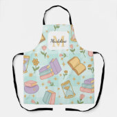 Tablier Personalized Magic Books Girl Kitchen Mint Green (Recto)
