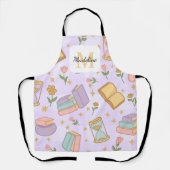 Tablier Personalized Magic Books Girl Kitchen Purple (Recto)