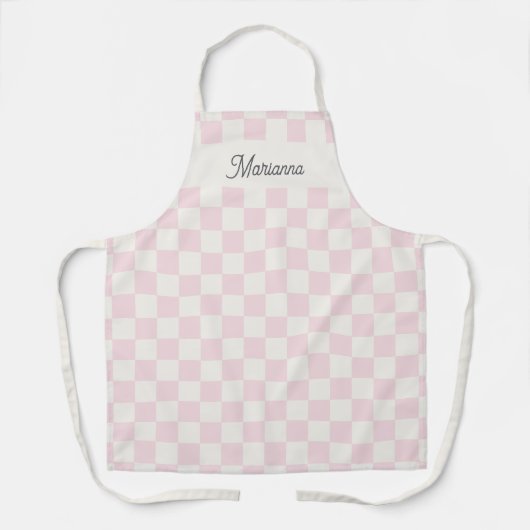 Tablier Personalized Modern Pink Checkered Pattern (Recto)