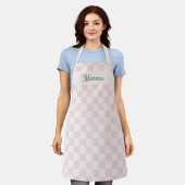 Tablier Personalized Modern Pink Checkered Pattern (Porté)