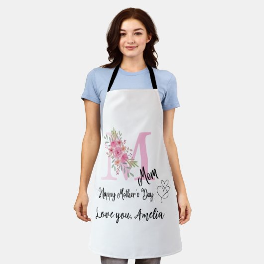 Tablier Personalized Mom Initial Apron (Porté)