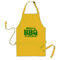 Personalized name BBQ apron for men | Yellow green