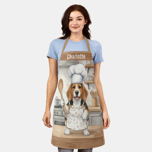 Tablier Personalized Name Cooking Beagle Dog Chef (Porté)