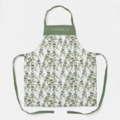 Tablier Personalized Olive Pattern Sage Green (Recto)